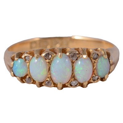 Lot 44 - An Edwardian opal and diamond ring.