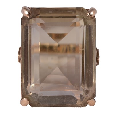 Lot 36 - A 1970s smoky quartz dress ring.