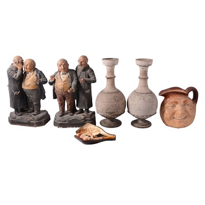 Lot 28 - Royal Doulton Character Jug, pair of vases, pair of figural groups, etc