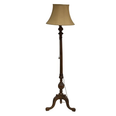 Lot 370 - Carved walnut standard lamp