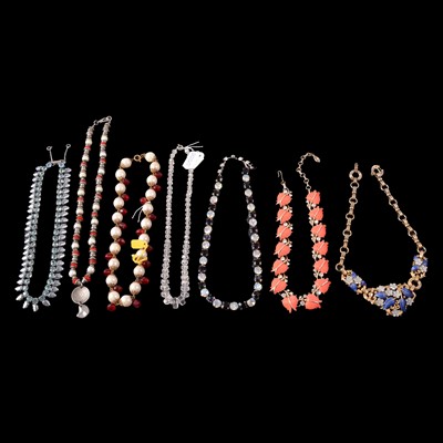 Lot 384 - A collection of vintage necklaces and part parures.