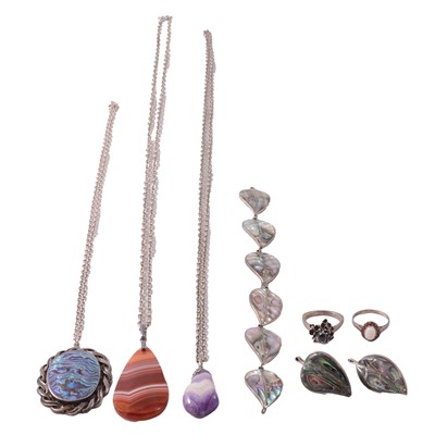 Lot 441 - A collection of silver and white metal jewellery.