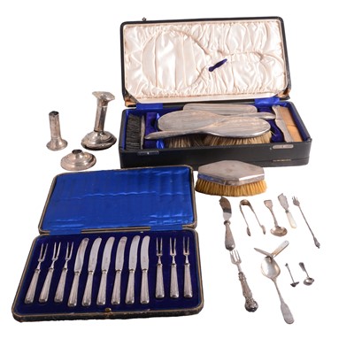 Lot 196 - Silver part dressing table set, Williams Ltd, Birmingham 1921 and 1922, and other silver items.