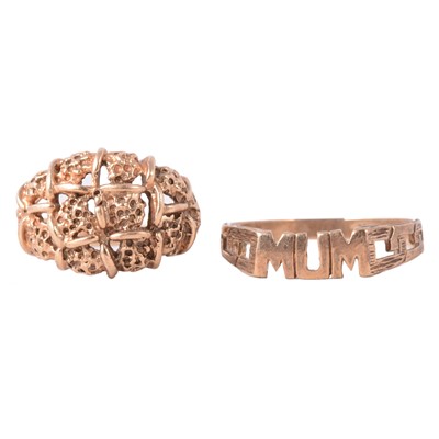 Lot 108 - Two 9 carat yellow gold rings.