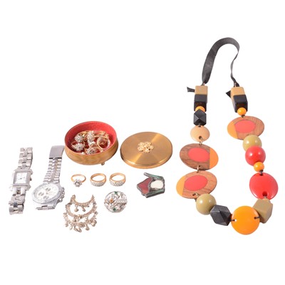 Lot 455 - Silver, white metal, and costume jewellery, wristwatches, and coins.