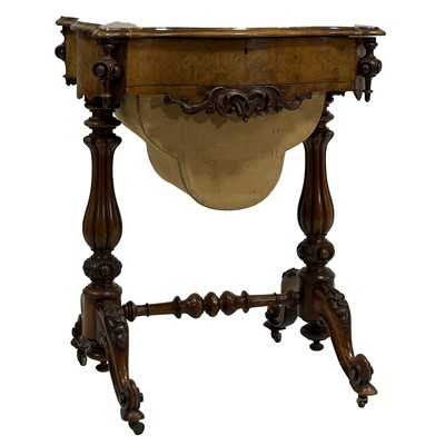 Lot 365 - Victorian burr walnut work table