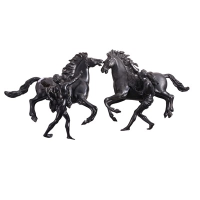 Lot 114 - Pair of spelter Marly Horses
