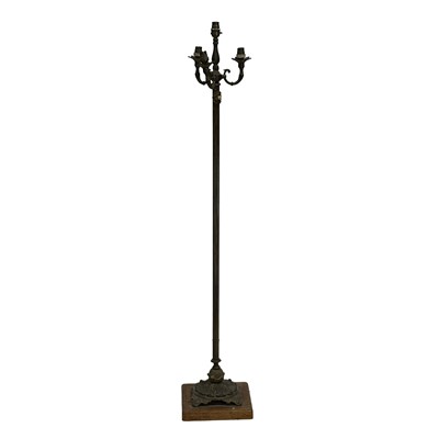 Lot 323 - Brass floor-standing standard lamp