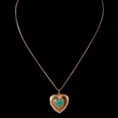 Lot 195 - A 9 carat yellow gold locket on a chain, and another gold chain.
