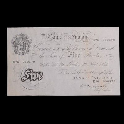 Lot 161 - A 1944 white £5 bank note.