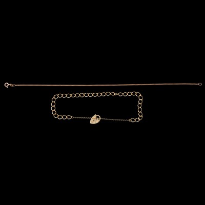 Lot 181 - Two 9 carat gold / yellow metal bracelets.
