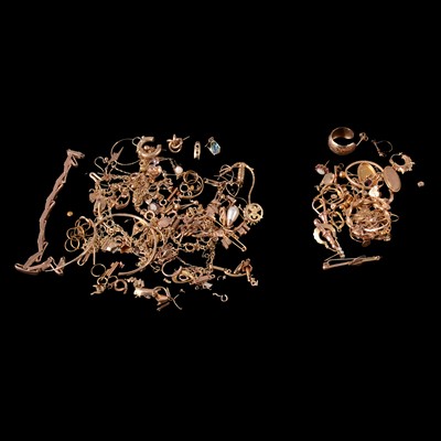 Lot 294 - A collection of scrap gold / yellow metal items, some gemset.