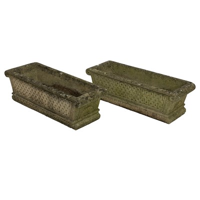 Lot 436 - Pair of reconstituted garden troughs, by Cotswold Studios