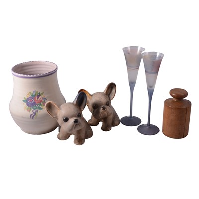 Lot 43 - Two Danesby Ware dog figures, large Poole Pottery vase, etc