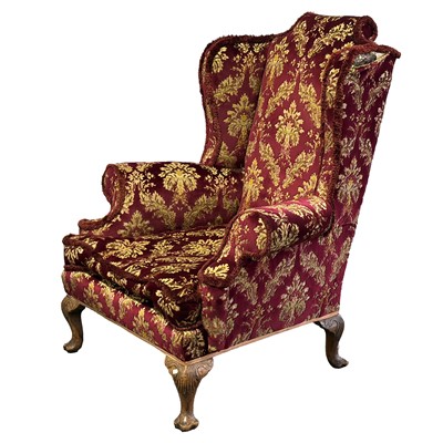Lot 348 - Georgian style wing back armchair
