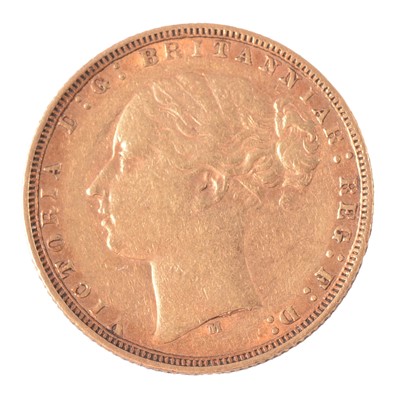 Lot 123 - A Full Gold Sovereign Coin, Victoria Young Head 1875.
