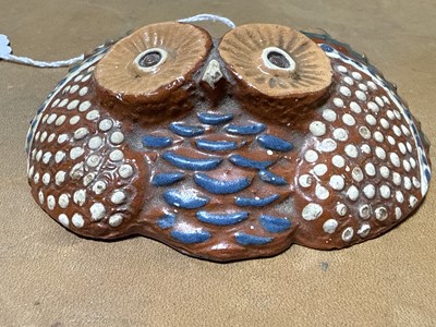 Lot 9 - C H Brannam, Barum Pottery, a rare Aesthetic Movement Owl wall pocket