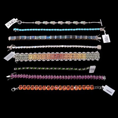 Lot 398 - Twenty-one gemset silver and white metal bracelets, new and unworn.