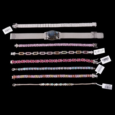 Lot 400 - Twenty-one gemset silver and white metal bracelets, new and unworn.
