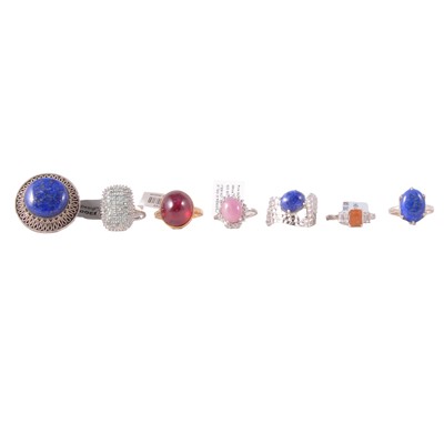 Lot 394 - Thirty gemset silver and white metal rings.