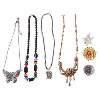 Lot 452 - A collection of white metal, and costume jewellery, wristwatches, pens, and propelling pencils.