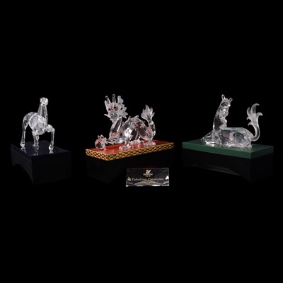 Lot 66 - Swarovski Crystal, three 'Fabulous Creatures' figures, and other ornaments