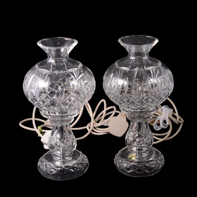 Lot 20 - Waterford Crystal, a pair of cut glass hurricane lamps