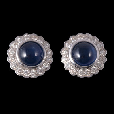 Lot 251 - A pair of sapphire and diamond earstuds.