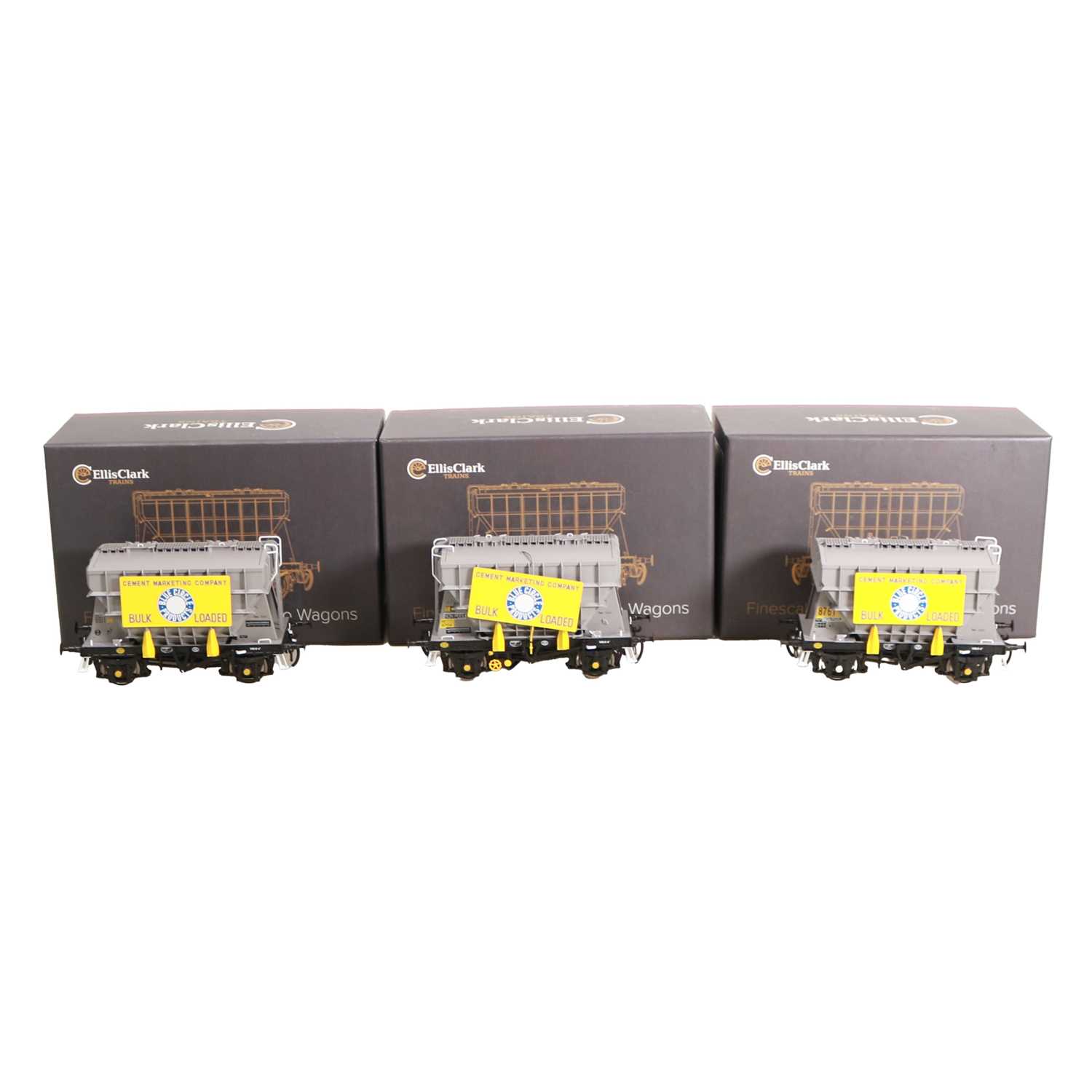 Lot 4 - Ellis Clark, three O-gauge scale model railway Presflo cement wagons