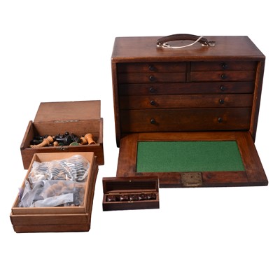 Lot 107 - Collector's chest of drawers, chess sets, and dice