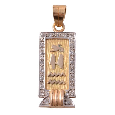 Lot 197 - An Egyptian diamond set pendant.