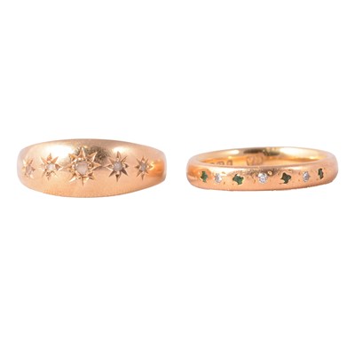 Lot 117 - A 22 carat gold ring, and an 18 carat yellow gold ring.
