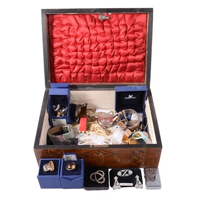 Lot 447 - A Dunhill cigarette lighter, Swarovski, silver and costume jewellery.