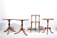 Lot 602 - Reproduction walnut two-tier stand, splayed...