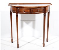 Lot 607 - Reproduction mahogany console table, bowfront,...