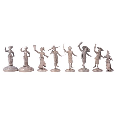 Lot 62 - Eight Burmese white metal figures