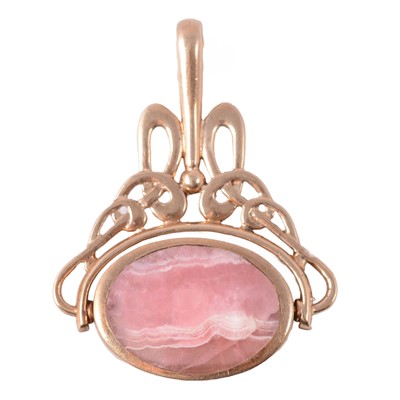 Lot 302 - A modern 9 carat yellow gold stone set fob.
