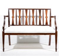 Lot 616 - Edwardian mahogany double chair-back settee,...