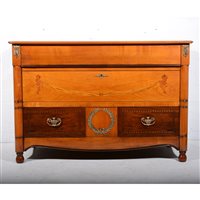 Lot 619 - Reproduction French walnut and inlaid commode,...
