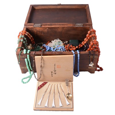 Lot 465 - A collection of gemstone bead necklaces, gemstone pendants, and bracelets.