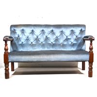 Lot 622 - Victorian mahogany framed settle, probably...