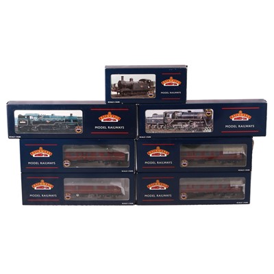 Lot 89 - Bachmann, three OO gauge Branch-line locomotives, and set of four coaches