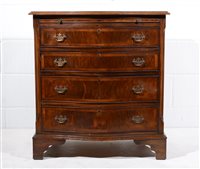 Lot 628 - Reproduction serpentine chest of drawers, with...