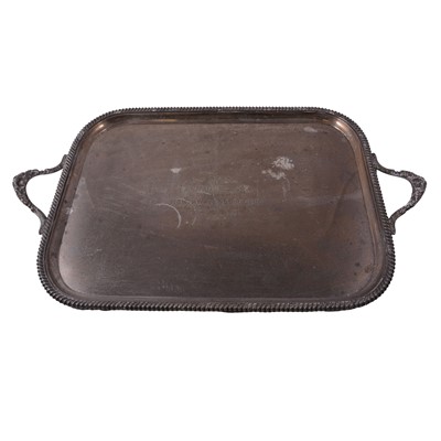 Lot 106 - A large silver twin handled tray, Thomas Bradbury & Sons, London 1904.