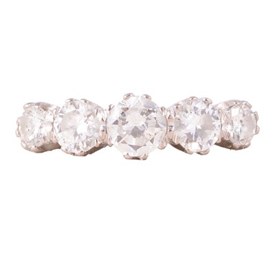 Lot 66 - A diamond five stone ring.