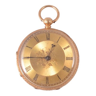 Lot 308 - An 18 carat yellow gold open face pocket watch.
