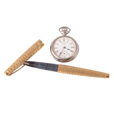 Lot 315 - Ingersoll Midget - a metal open face pocket watch, and Lady Sheaffer - a gilt metal fountain pen.