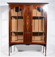 Lot 637 - Edwardian inlaid mahogany display cabinet,...