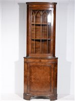Lot 639 - Reproduction figured walnut freestanding...