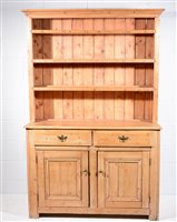 Lot 641 - Pine Welsh dresser, upper section with three...